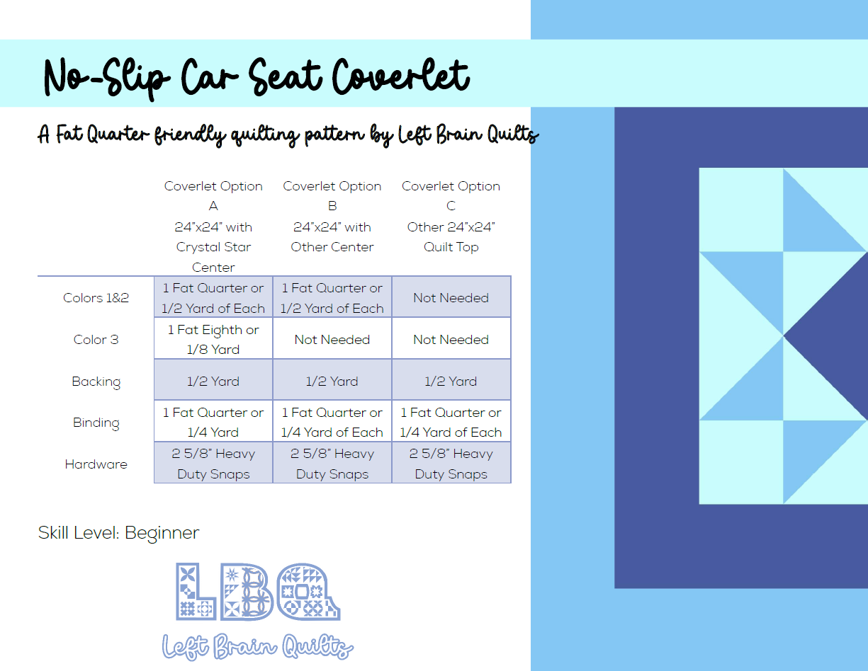 No-Slip Car Seat Coverlet - Digital Pattern